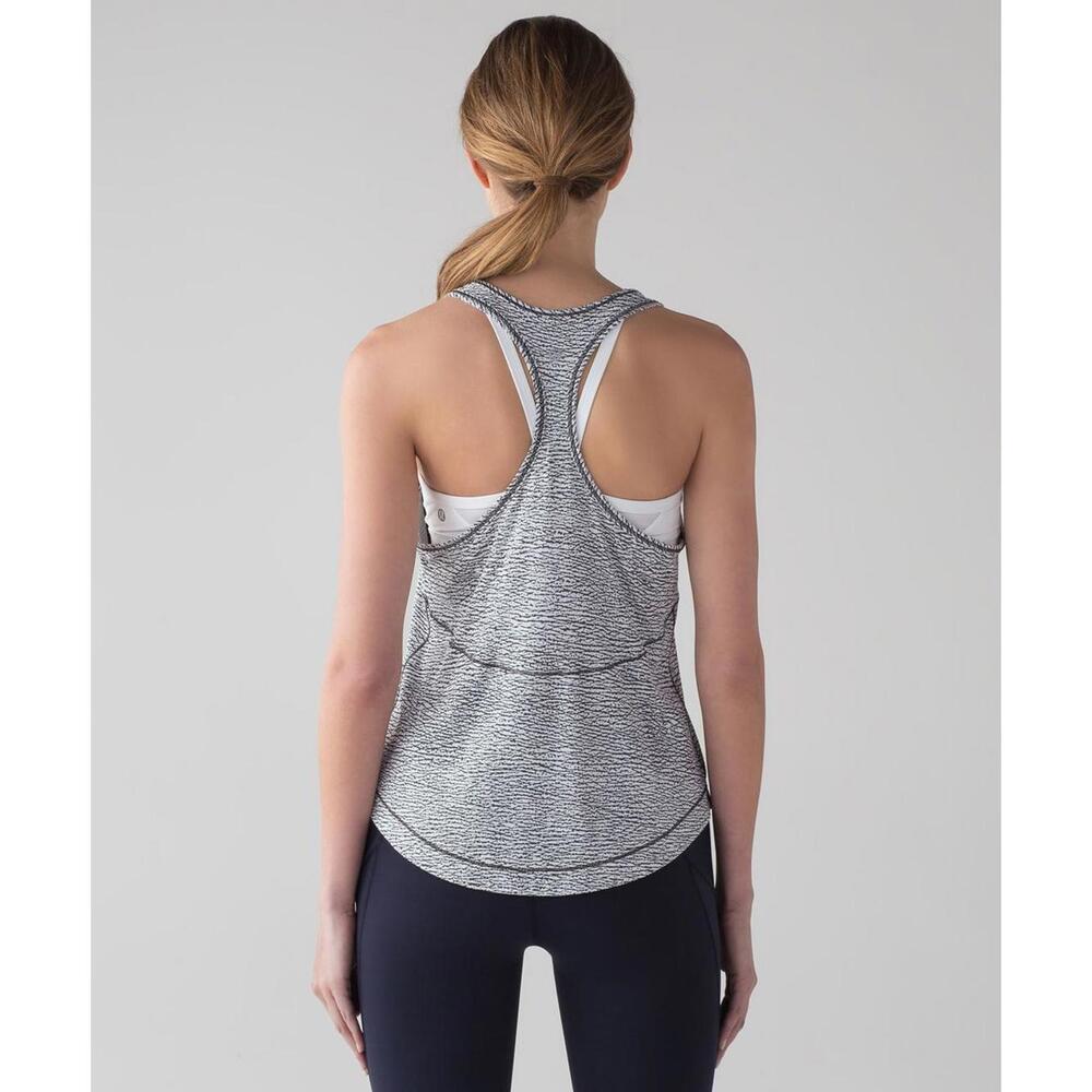 Lululemon Long Distance Tank Sheer Luon Pebble Jacquard V1 White Black